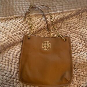 Tory Burch Tan Leather Bag with Gold Accents